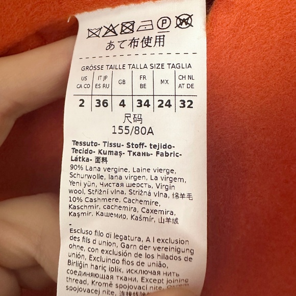 Sportmax Eva Orange Wool/Cashmere Belted Designer Coat Max Mara Women IT36 US2 - Picture 7 of 16